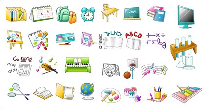 ai formats, including jpg preview, keyword: Vector icon, schools, study, bookcase, desk calendar, school bags, ...