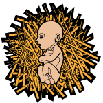 Baby In Straw Vector Illustration