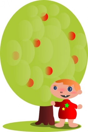 Baby Red Apple Fruit Happy Tree Cartoon Fruits Toddler Smiling