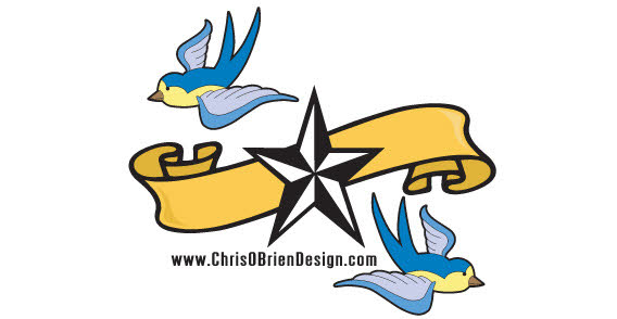Banner, bird and star free vector