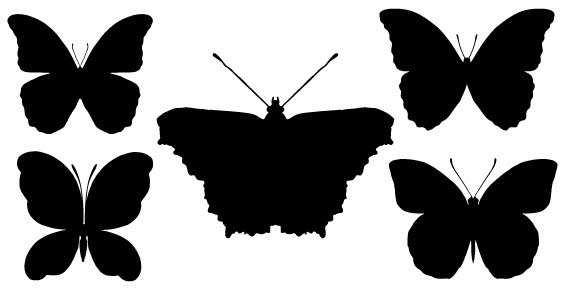 Black butterfly silhouettes free vectors