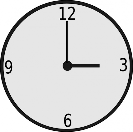 Black Outline Time Clock Analog 3pm