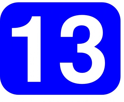 Blue Rounded Rectangle With Number 13 clip art