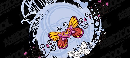 Butterfly heart-shaped vector material