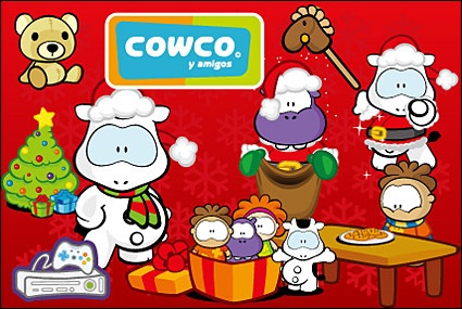 Cute cartoon characters Cowco Christmas vector subject material