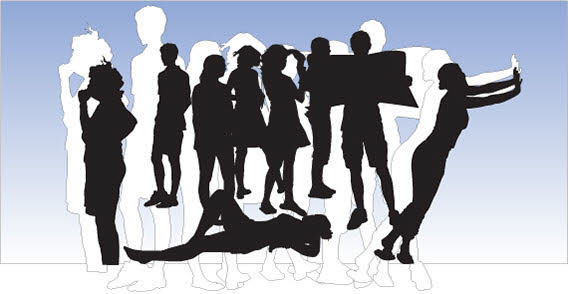 Different style People silhouettes free vector