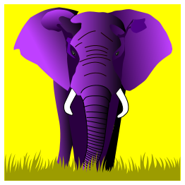 Elephant Purple On Yellow