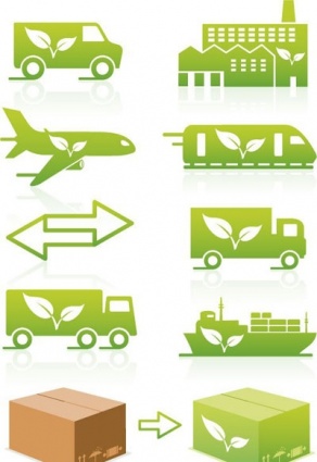 Environmentally-friendly logistics and transportation icons