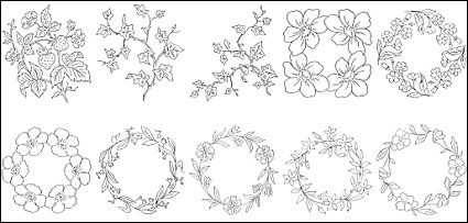 Flower type of line drawing vector diagram-6