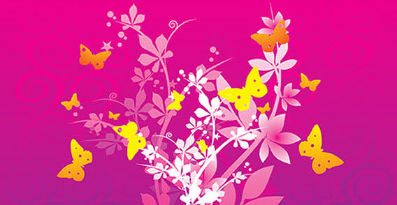 Flowers and butterflies free vector