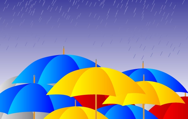 Free Umbrellas in the rain Vector