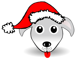 Funny Dog Face Grey Cartoon with Santa Claus hat