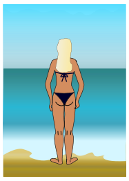 Girl in bikini at sea
