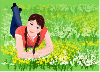 Girl in lay position vector 5