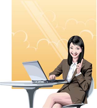 Girls and computer vector 14