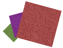 Green, purple, and red sandpapers