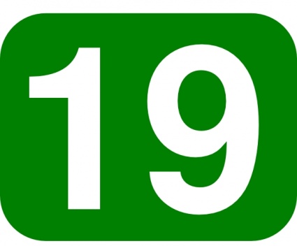Green Rounded Rectangle With Number 19 clip art