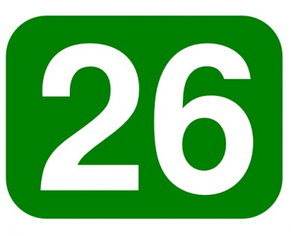 Green Rounded Rectangle With Number 26 clip art