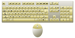 Keyboard (German layout) and mouse—top-down view