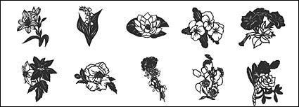 Line drawing of flowers vector material