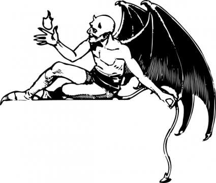 Lineart Wings Devil Evil Reclining Satan