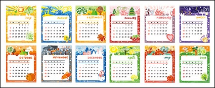Lovely calendar template vector material