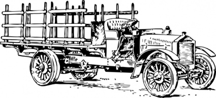 Old Outline Transportation Truck Lineart Transport Heavy