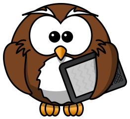Owl with ebook reader