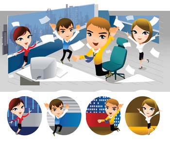 People and computer vector 1
