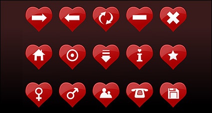 Red heart-shaped icon vector material