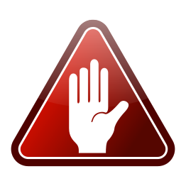 Red triangle hand icon