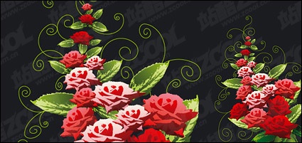 Rose decorative patterns vector material