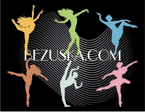 Silhouettes of women dancing artistically.