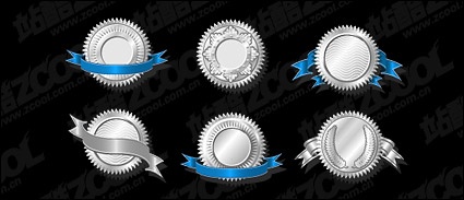 Silver badge vector material