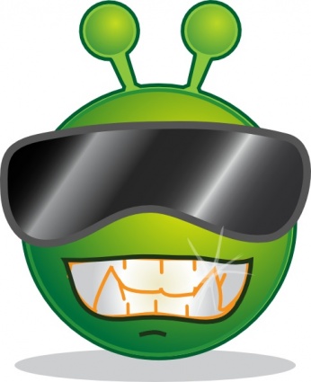 Smiley Green Alien Cool clip art