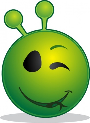 Smiley Green Alien Wink clip art