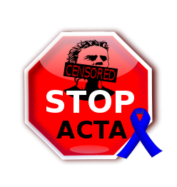 Stop ACTA with blue ribbon