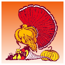 Thanksgiving turkey and harvest with orange background