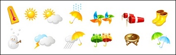 ai vector format, the thermometer clouds sun umbrellas Snowman Lightning water shoes……