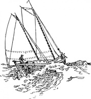 Boat Sailing In Strong Waves clip art