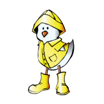 Chick with Raincoat