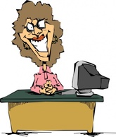 Computer People Woman Using Worker Secretary