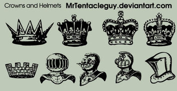 Crowns and Helmets free vector