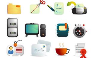 Cute Office Supplies Vector Icons
