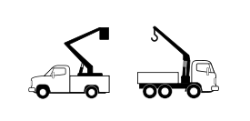 Deux camions de levage