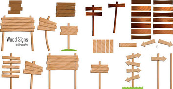 Different type wood signs free vector