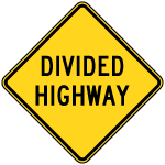 Divided Highway Road Vector Sign