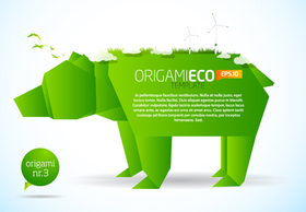 Eco friendly green origami template bear