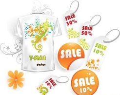Floral pattern t-shirt and sale tags
