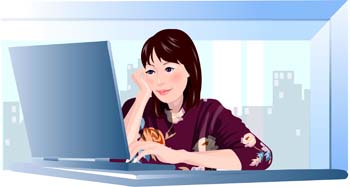 Girls and computer vector 11